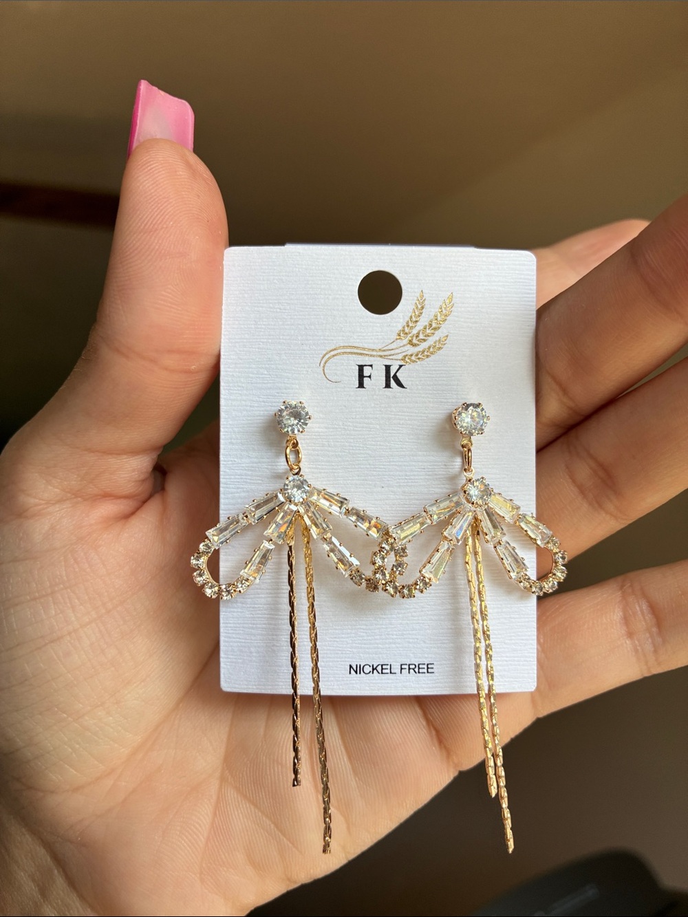 2/$25🎀 Gold-Tone Crystal Bow Drop Earrings